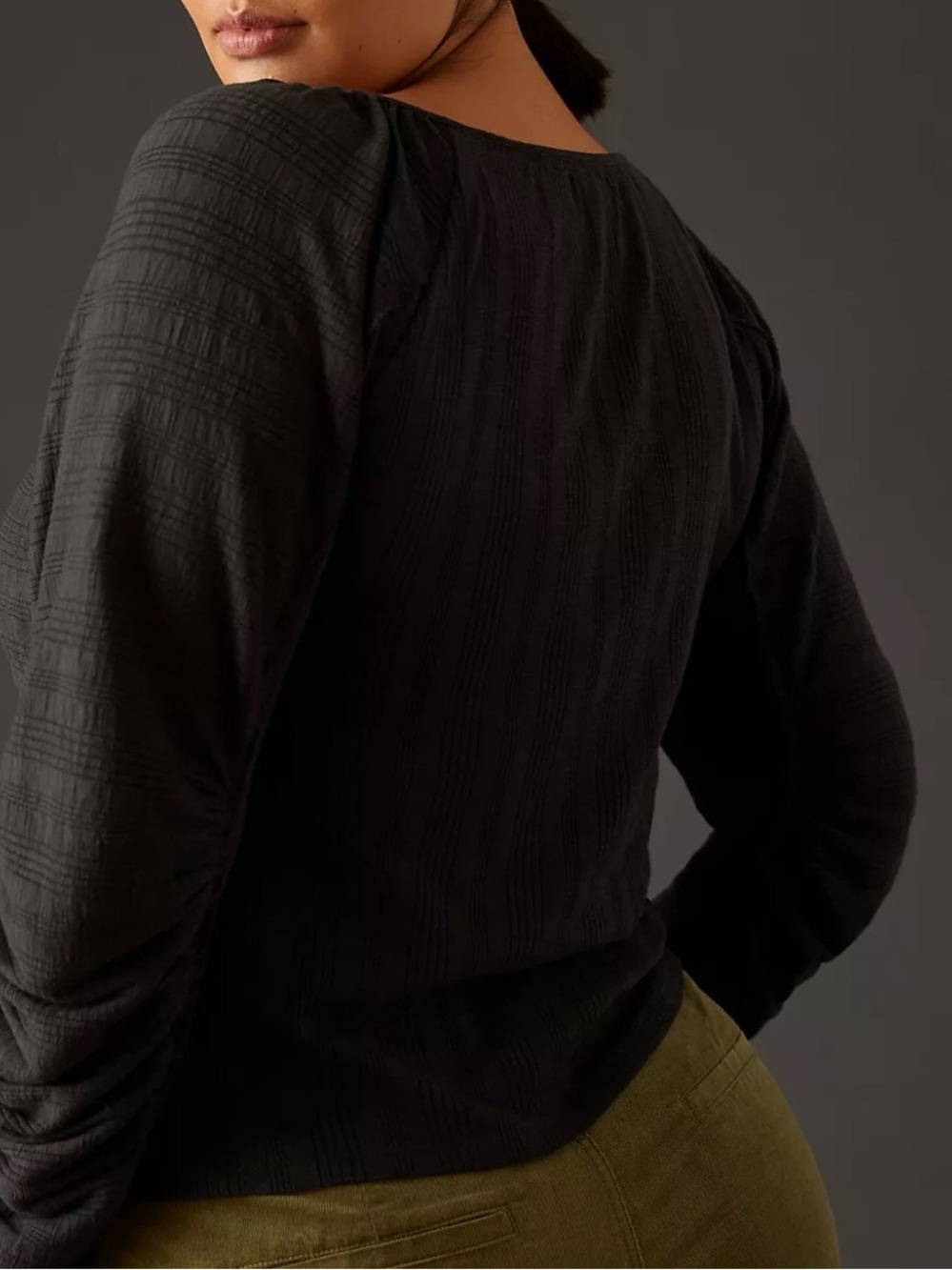 Pilcro Ribbed Ruched Sleeve Top - Picture 5 of 15